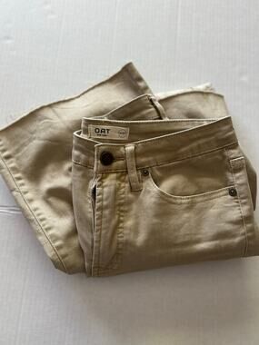 OAT New York Raw Hem Cropped Jeans Khaki 90s Straight Leg Size 4/27